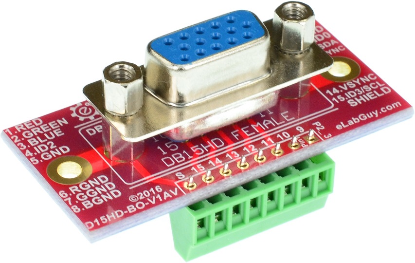 DB15HD VGA Female vertical connector Breakout Board